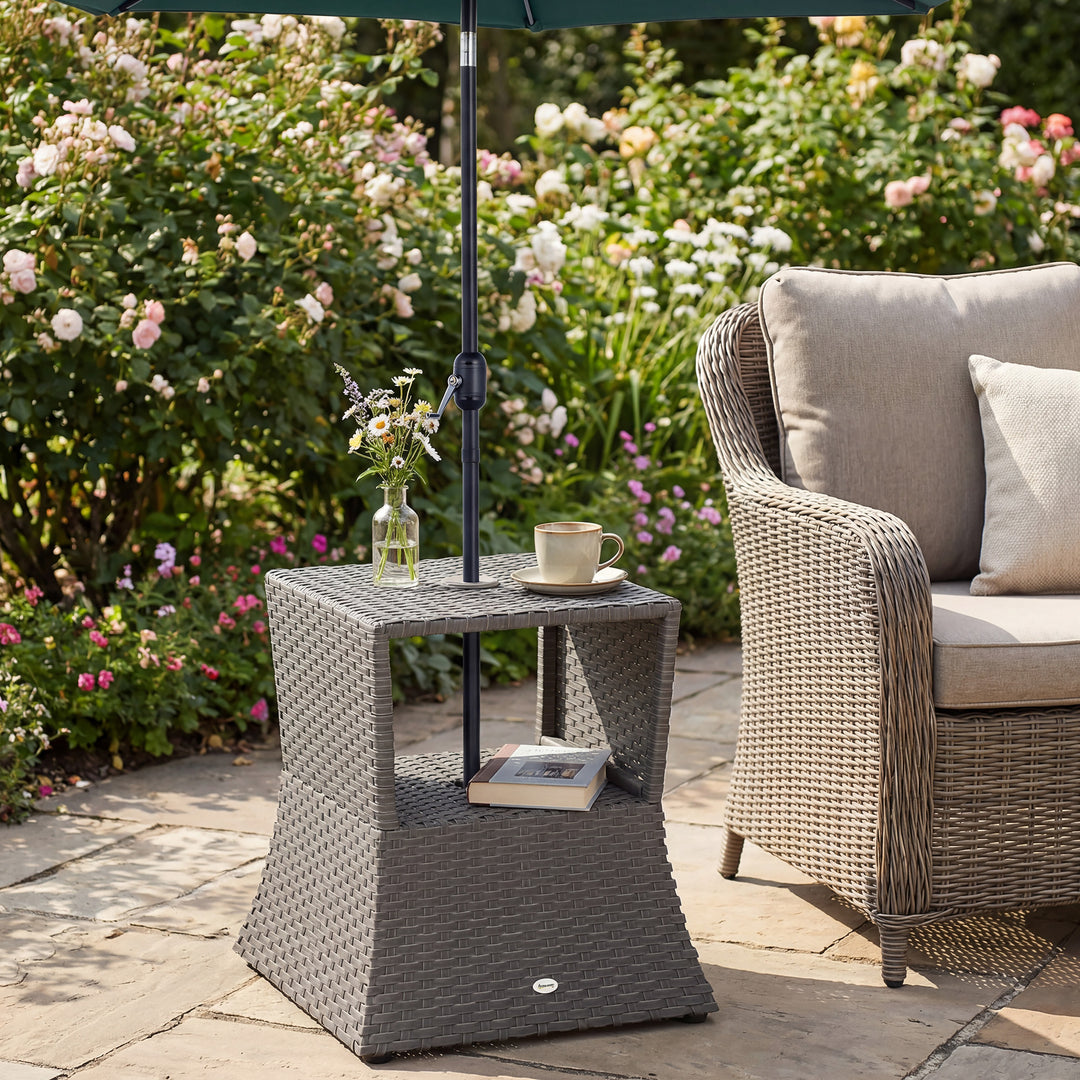 Rattan Outdoor Coffee Table, Wicker Garden Patio Bistro Side Table wit