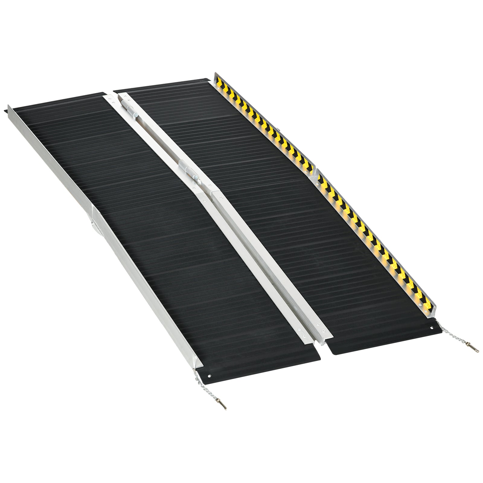 Wheelchair Ramp, 152L x 73Wcm, 272KG Capacity, Folding Aluminium Threshold Ramp with Non-Skid Surface, Transition Plates Above and Below for Home, Steps, Stairs, Curbs, Doorways
