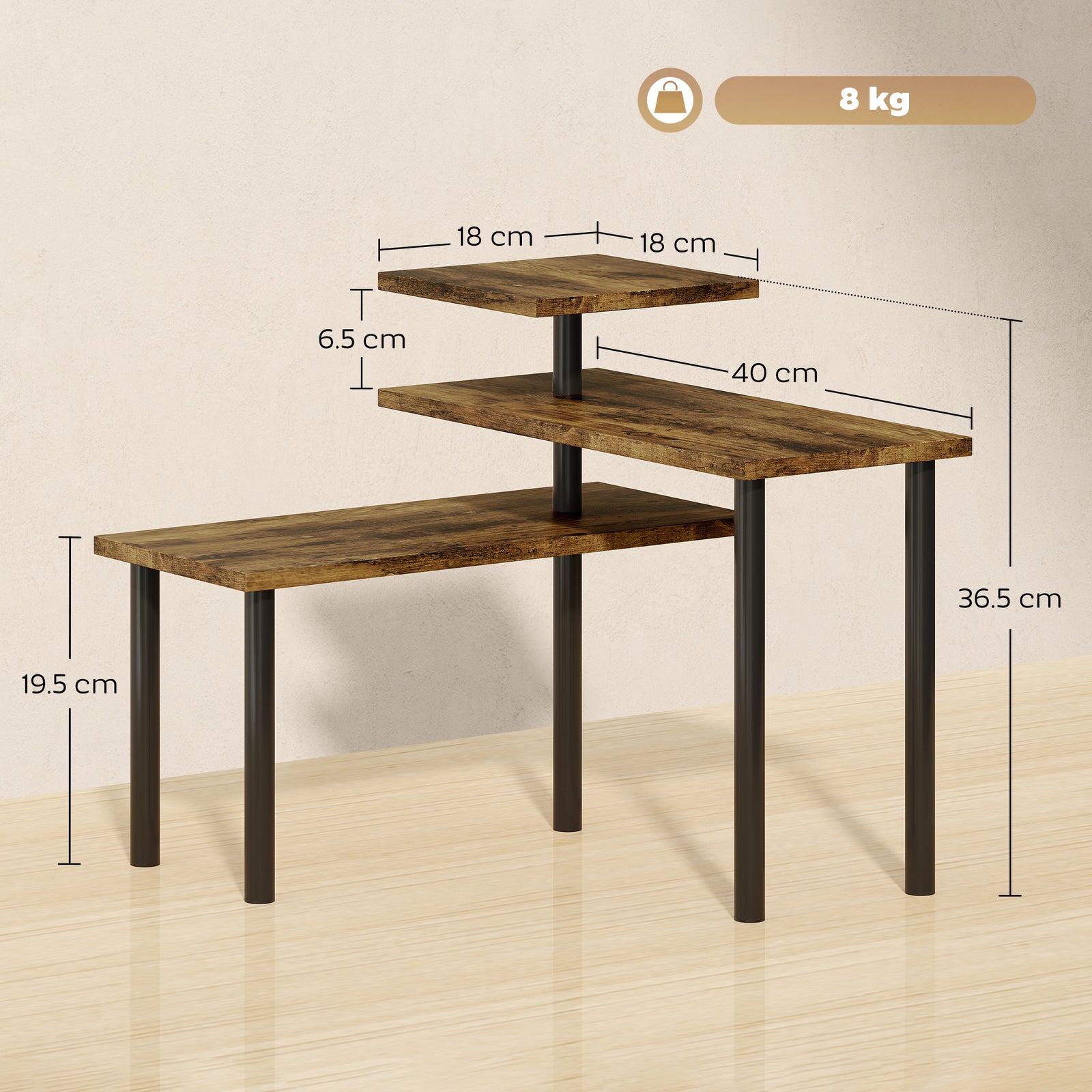 3-Tier Kitchen Countertop Organiser, Adjustable Spice Rack, Corner She