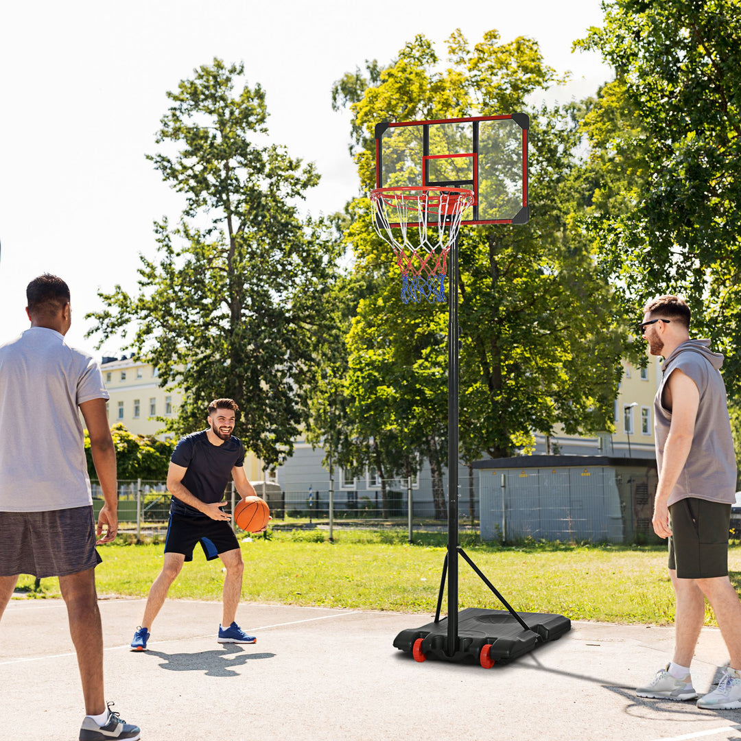 SPORTNOW Height Adjustable Basketball Hoop and Stand for Kids with Sturdy Backboard and Weighted Base, Portable on Wheels, 1.8-2m | Aosom UK