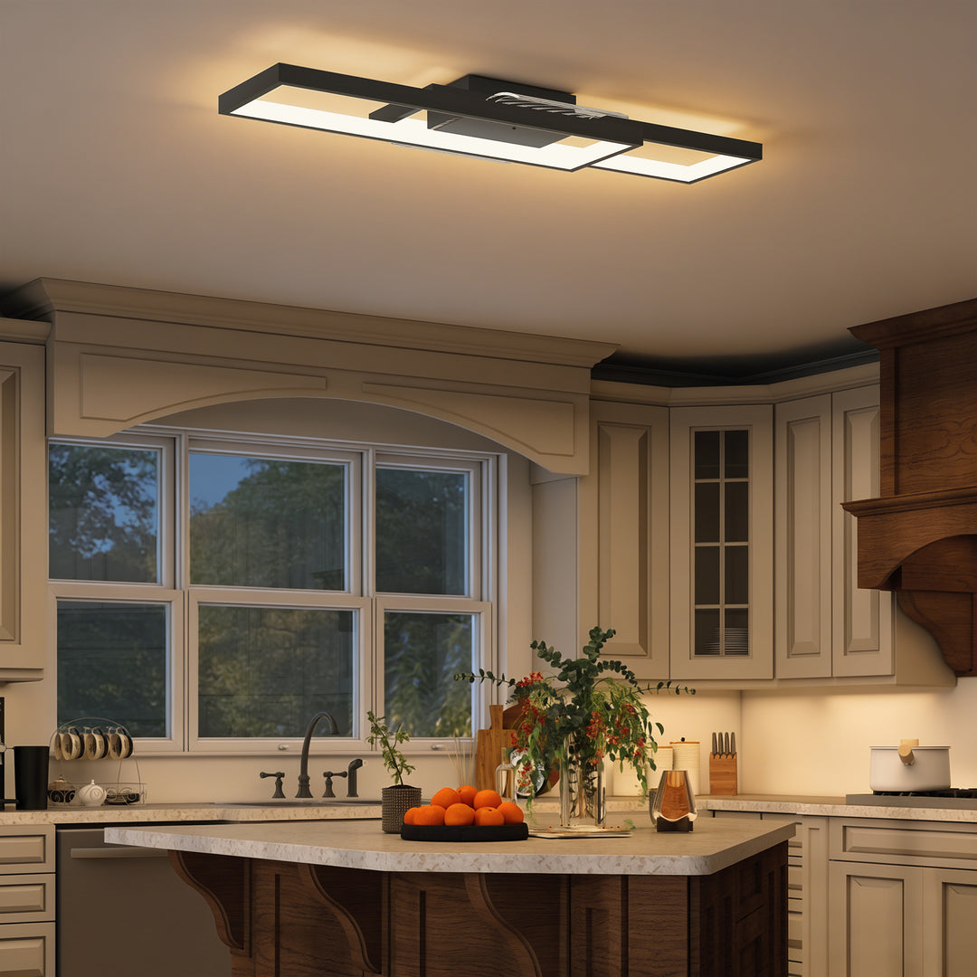 LED Ceiling Light, Modern Dimmable Ceiling Light with Wall Switch &amp; Remote Control, Flush Mount Ceiling Lamp with 3000-6000K Colour Temperatures for Living Room, Bedroom