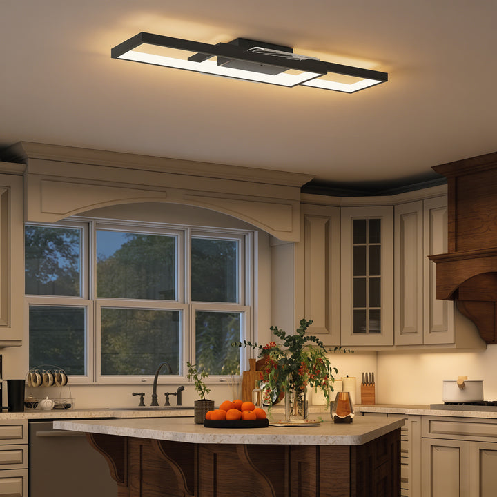 LED Ceiling Light, Modern Dimmable Ceiling Light with Wall Switch &amp; Remote Control, Flush Mount Ceiling Lamp with 3000-6000K Colour Temperatures for Living Room, Bedroom