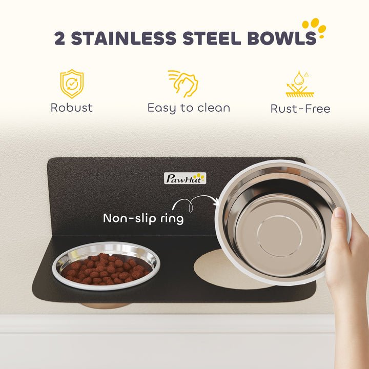 Wall Mount Dog Bowls, Adjustable Height Raised Dog Feeding Station wit