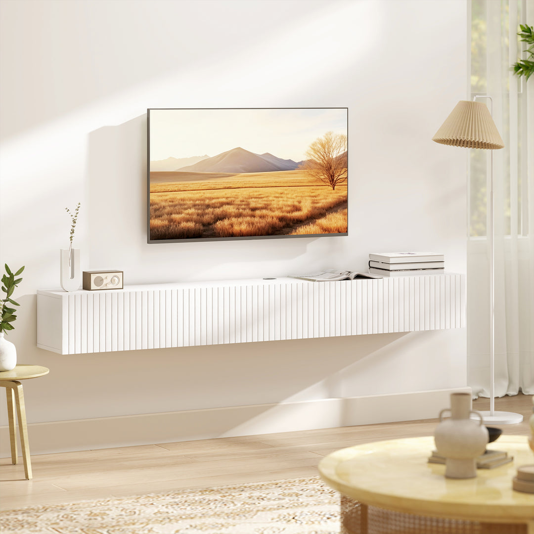 80cm Floating TV Stand, Wall Mount TV Unit with Cable Management Hole,