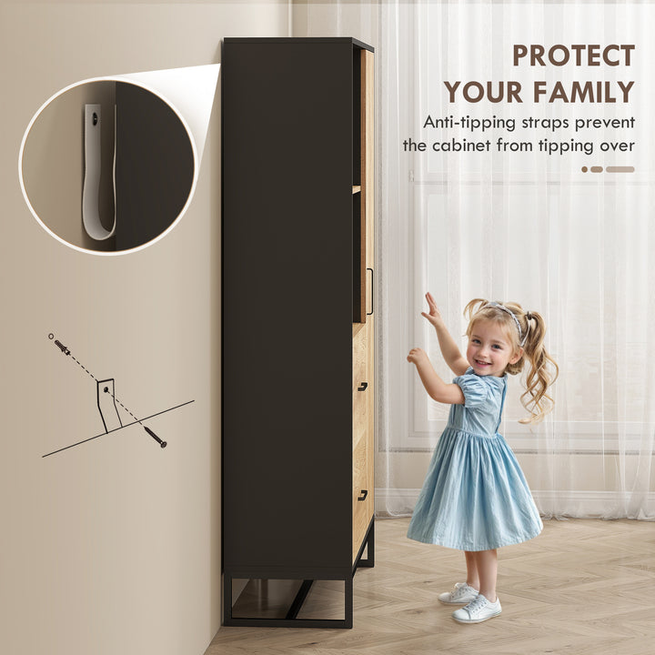 MCL Tall Kitchen Cupboard, Freestanding Kitchen Pantry Cabinet with Adjustable Shelves, Drawers and Soft Close Door, 160cm