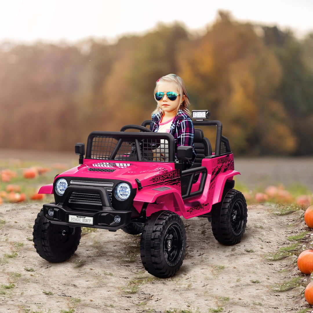 AIYAPLAY 12V Battery Powered Kids Ride-On Car, Electric Truck w/ Spring Suspension, Remote, Music, Horn, Lights