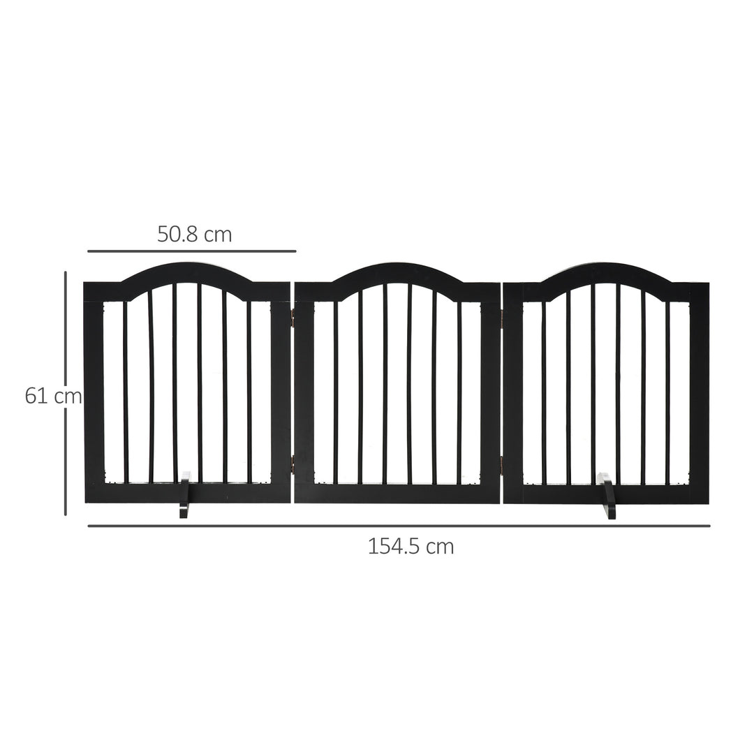 PawHut Freestanding Dog Gate, Wooden Foldable Pet Fence, Safety Barrier for House Doorway Stairs, with Support Feet, Small, Black | Aosom UK