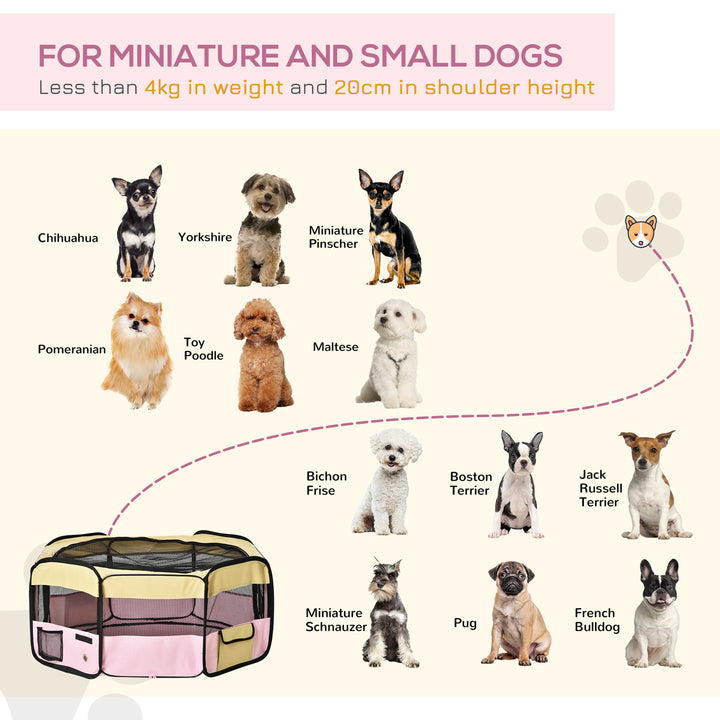 MCL Fabric Pet Whelping Box Dog Cat Puppy Playpen Rabbit Guinea Pig Play Pen in Pink With Carry Bag Small Dia 90 x 41Hcm