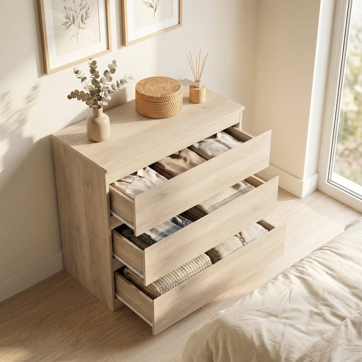3-Drawer Storage Organiser Unit, Chest of Drawers for Bedroom, Living 