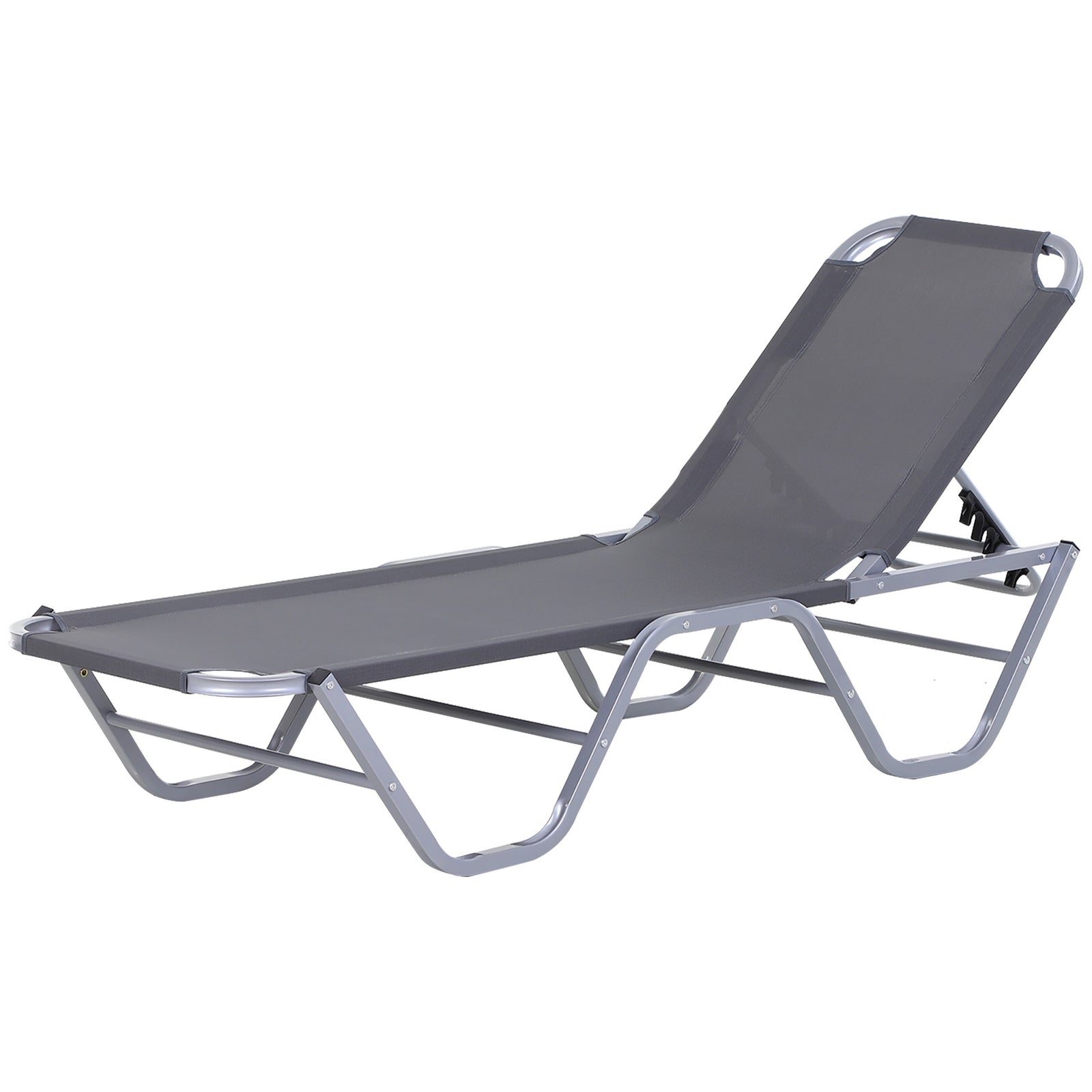 Sun Lounger Relaxer Recliner w/ 5-Position Adjustable Backrest Pool Sun Bathing