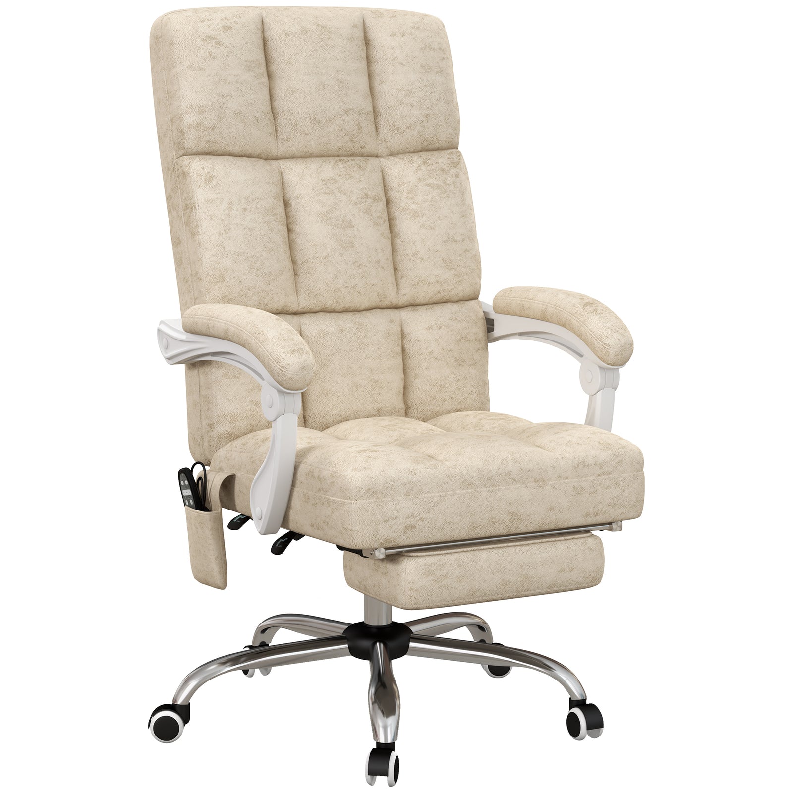 Massage Office Chair, Ergonomic Desk Chair, Comfy Work Study Chair with Heat, Padded Seat, 135° Reclining Back and Footrest for Home Office, Beige