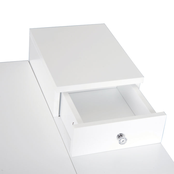 HOMCOM MDF,Pine Dressing Table Desk Flip-up Mirror Multi-purpose 2 Drawers Modern - White