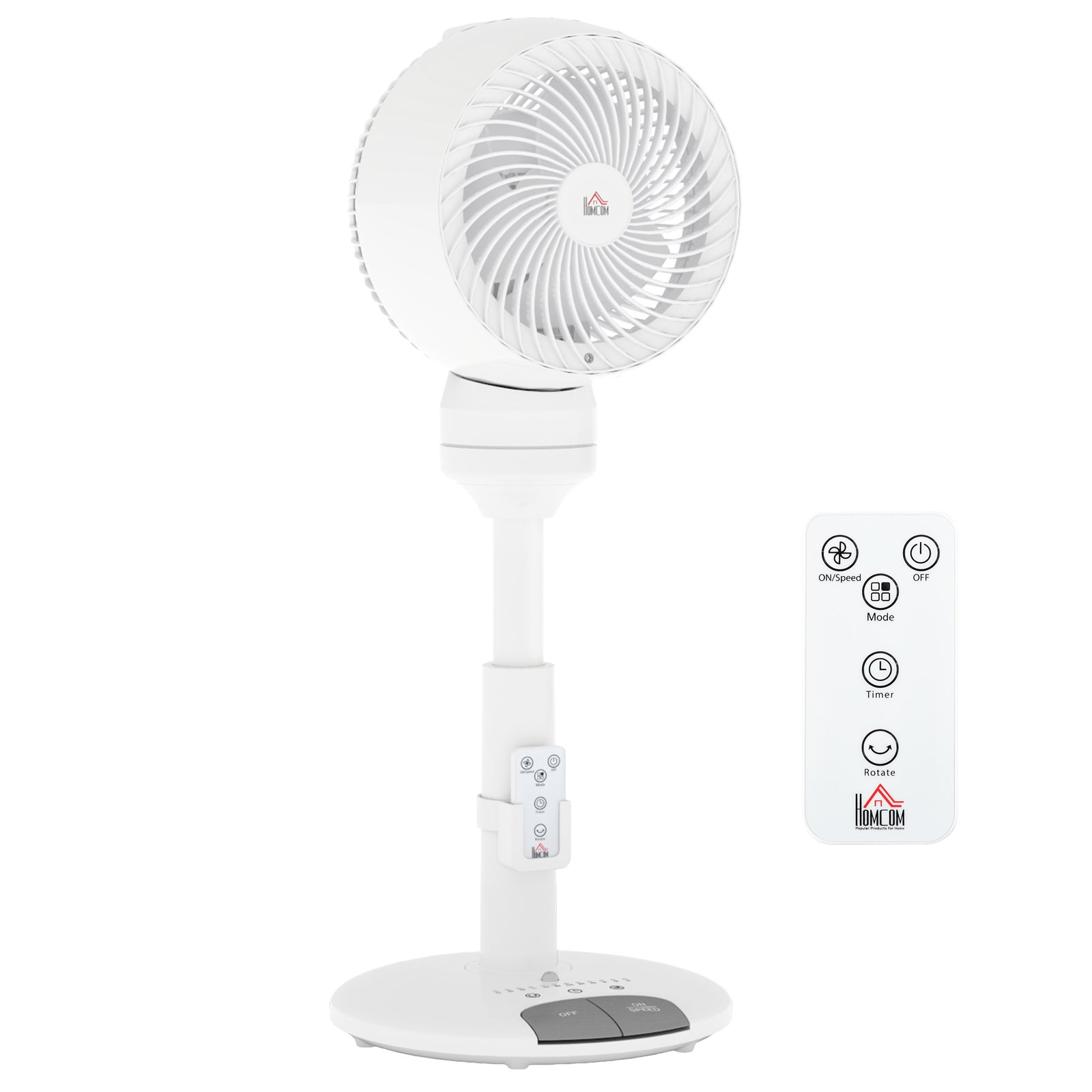 9'' Air Circulator Fan 3 Speed 3 Mode, 70° Oscillation 90° Vertical Tilt, Remote Controller, for Living Room, Bedroom, Office, White