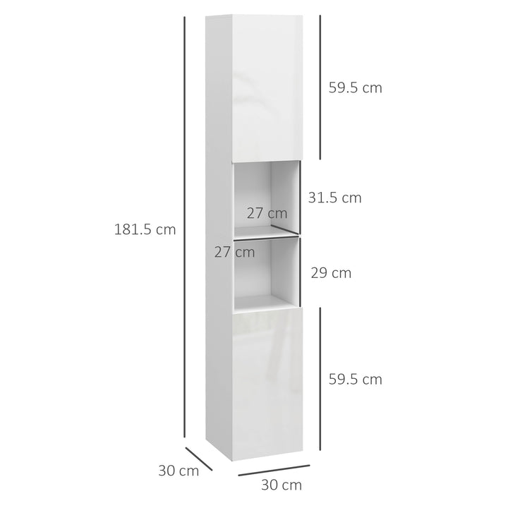 Multi-Storage Slim Bathroom Cabinet - High Gloss White