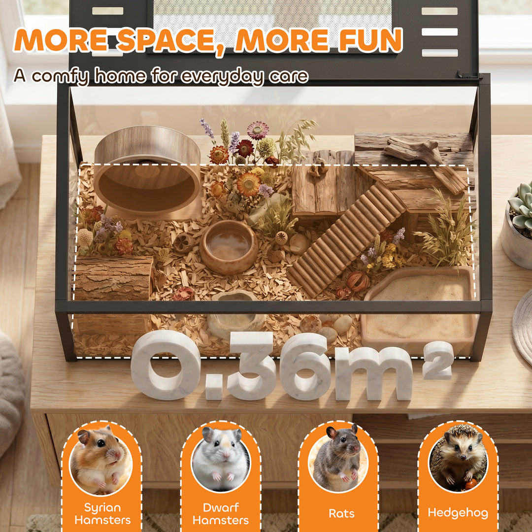 Hamster Cage, Chewproof Metal Rat Cage with Deep Base, Openable Top fo