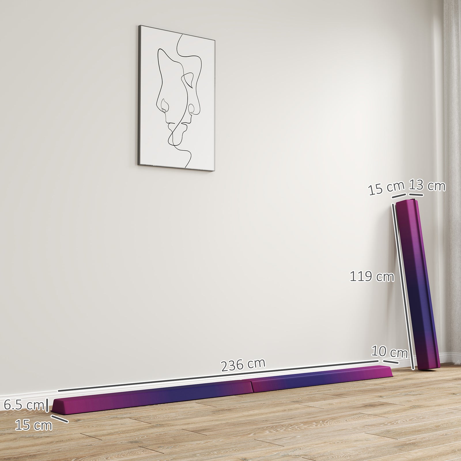 7.7ft Folding Gymnastics Beam, Floor Balance Beam for Kids with Anti-S