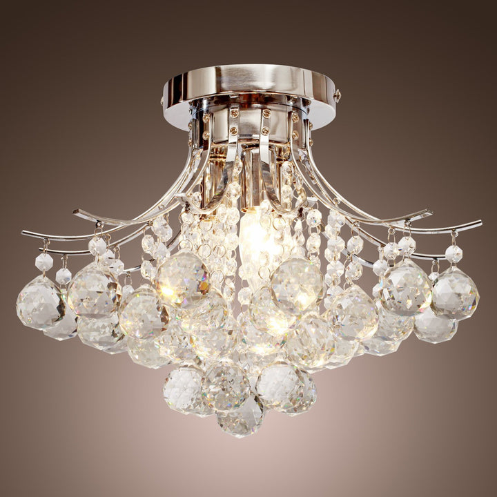 MCL Crystal Chandeliers, K9 Droplets Ceiling Light with 3 E14 Bulb Base, Pendant Lights for Living Room, Bedroom, Dining Room, Hallway, Kitchen