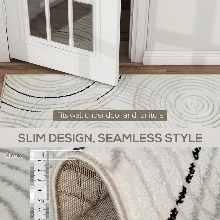 Modern Area Rug, Swirl Pattern Machine Washable Rug, Allergy-Friendly Floor Carpet for Living Room, Bedroom, Dining Room, Home Office, 170 x 120 cm, Cream White