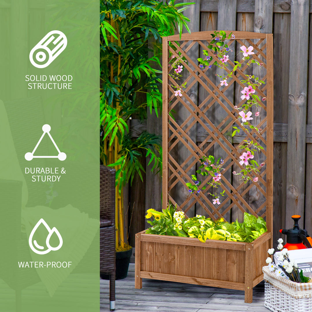 Garden Planter with Trellis, Wooden Raised Bed for Garden with Lattice Trellis for Vegetables, Herbs and Flowers