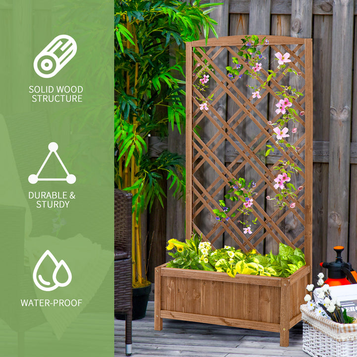 Garden Planter with Trellis, Wooden Raised Bed for Garden with Lattice Trellis for Vegetables, Herbs and Flowers