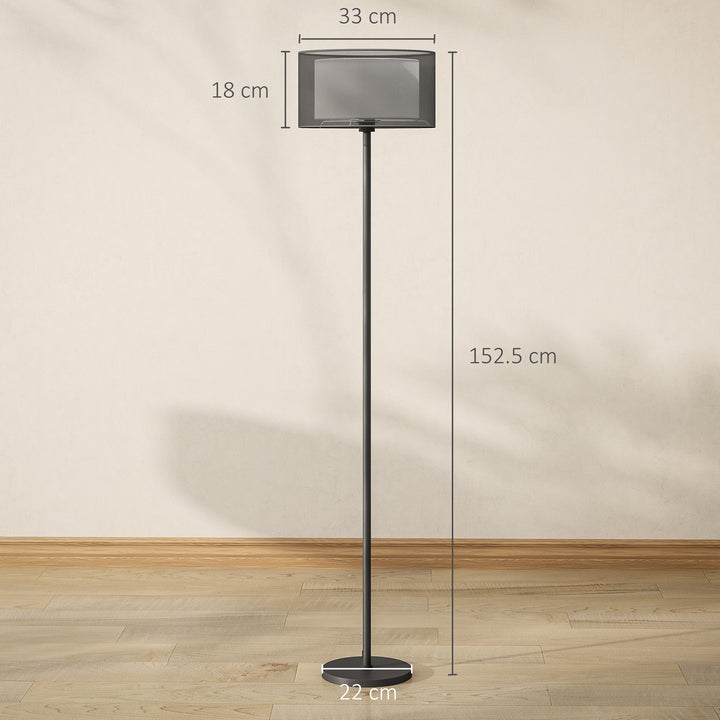 Floor Lamp for Living Room, Modern Standing Lamp with Double Layer Shade & Foot Switch, Minimalist Tall Pole Lampshade for Bedroom, Office, Black