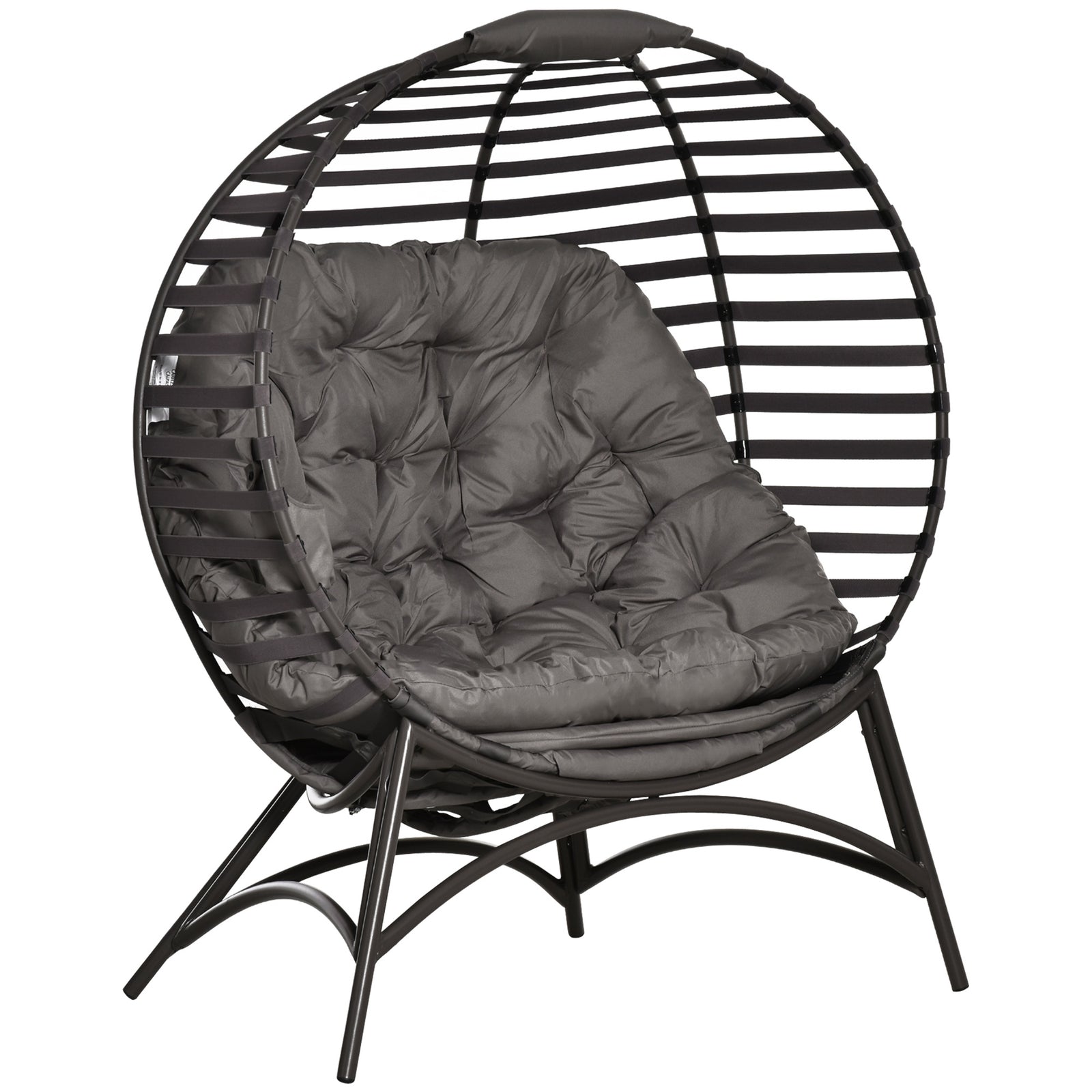 Egg Chair with Cushion & Side Pocket - Brown