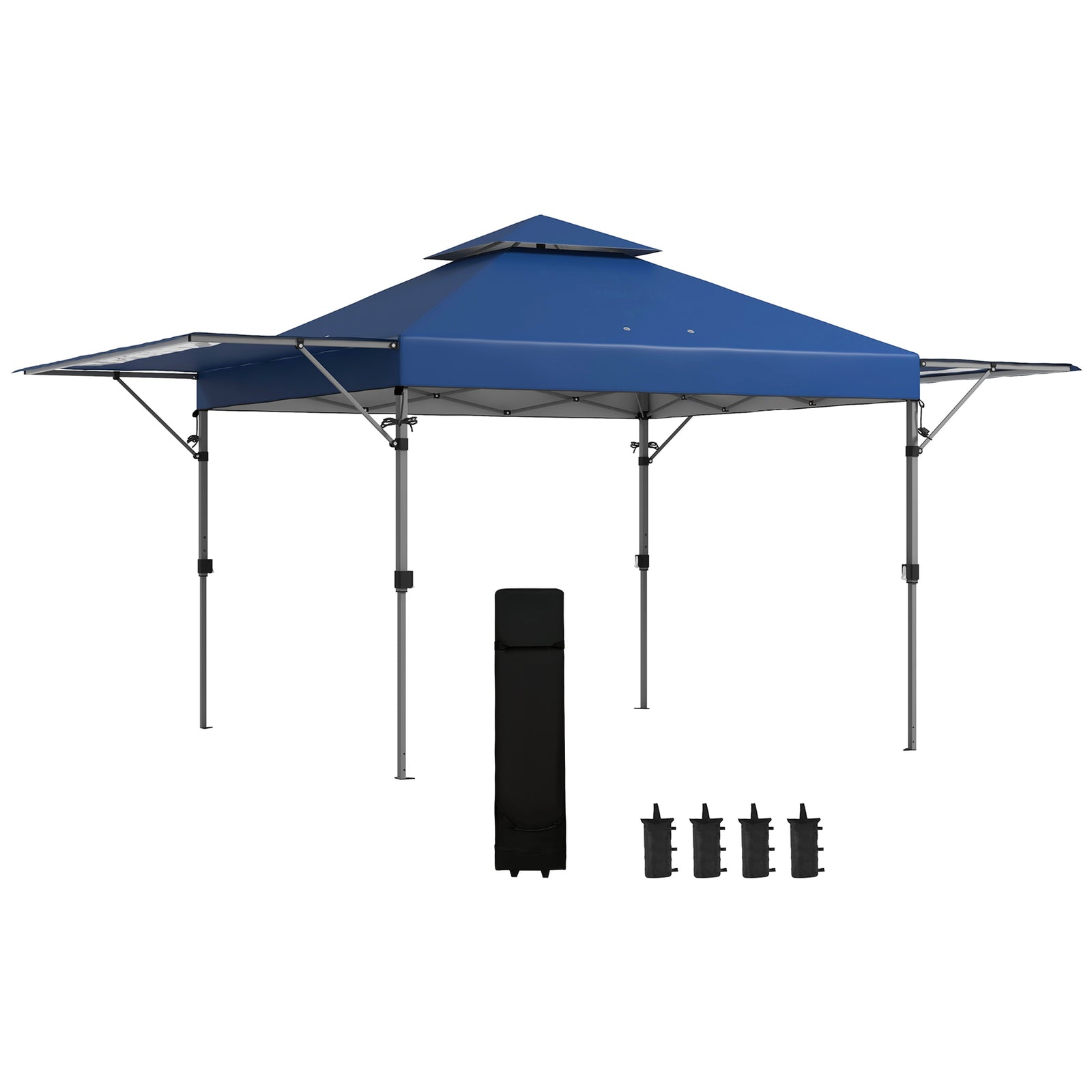 3 x 3m Height Adjustable Pop-Up Gazebo, with Accessories - Blue