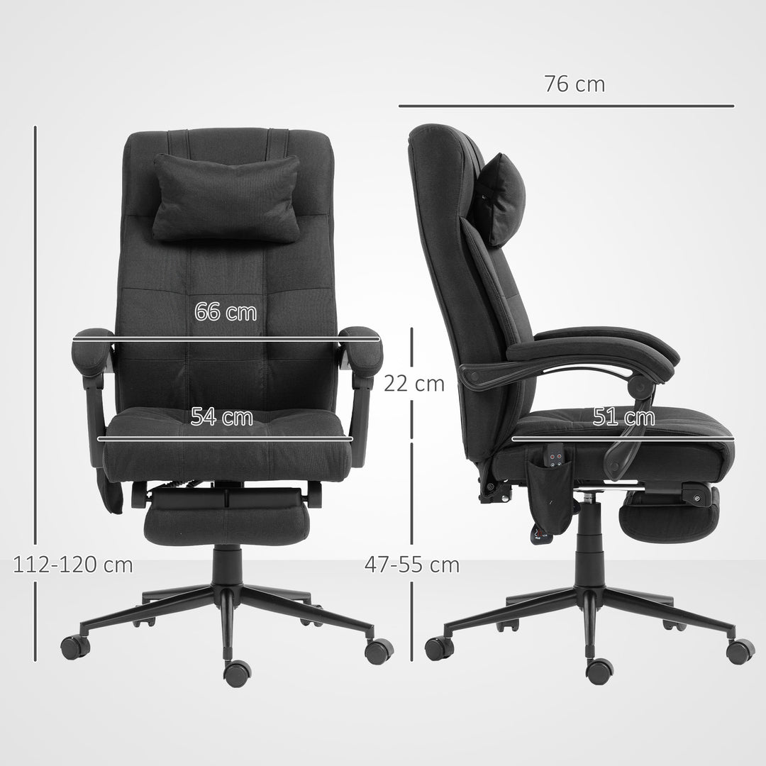 Office Chair with 6-point Vibration Massage and Heat, Computer Chair with Adjustable Height, Head Pillow, Footrest for Home, Black