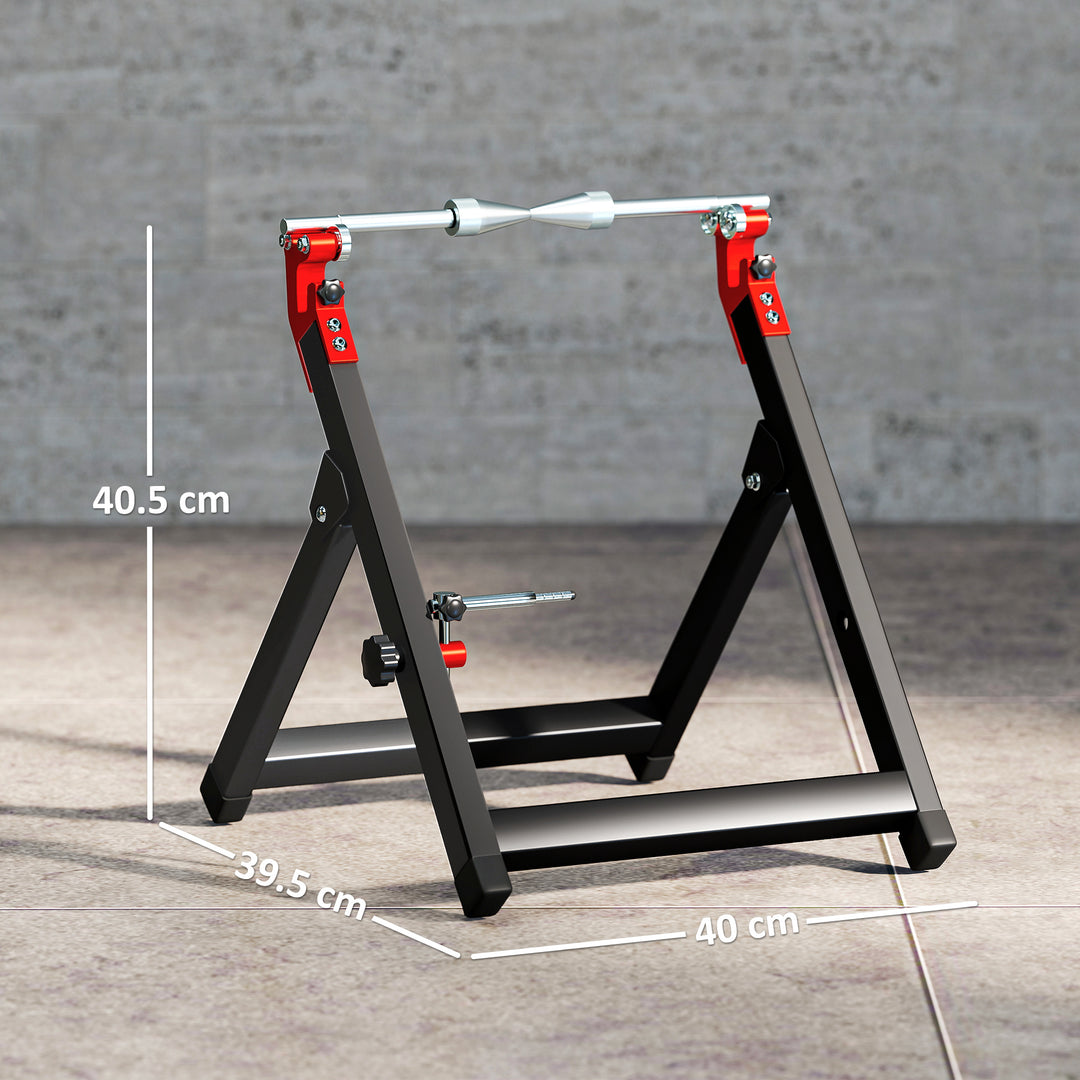 Foldable Motorcycle Wheel Balancer Truing Stand with Spoke Wrench, Steel Bike Tyre Rim Balancing Stand with Aluminium Shaft, Fits Wheels up to 23" in Diameter, 5" in Width, Black