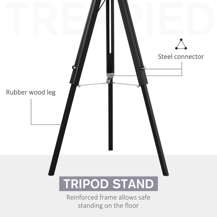 HOMCOM Modern Tripod Standing Lamps for Living Room with Fabric Lampshade, Floor Lamps for Bedroom, (Bulb not Included), Grey and Black | Aosom UK