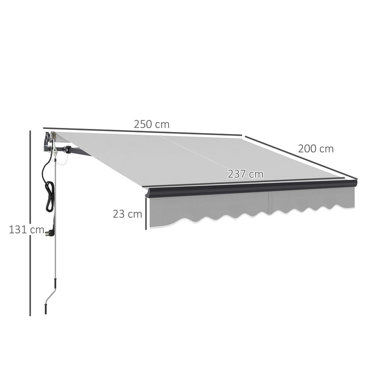 2.5 x 2m Electric Awning with Remote Controller, Aluminium Frame DIY Retractable Awning, UV30+ Sun Shade Canopy for Garden Patio Deck Door Window, Light Grey