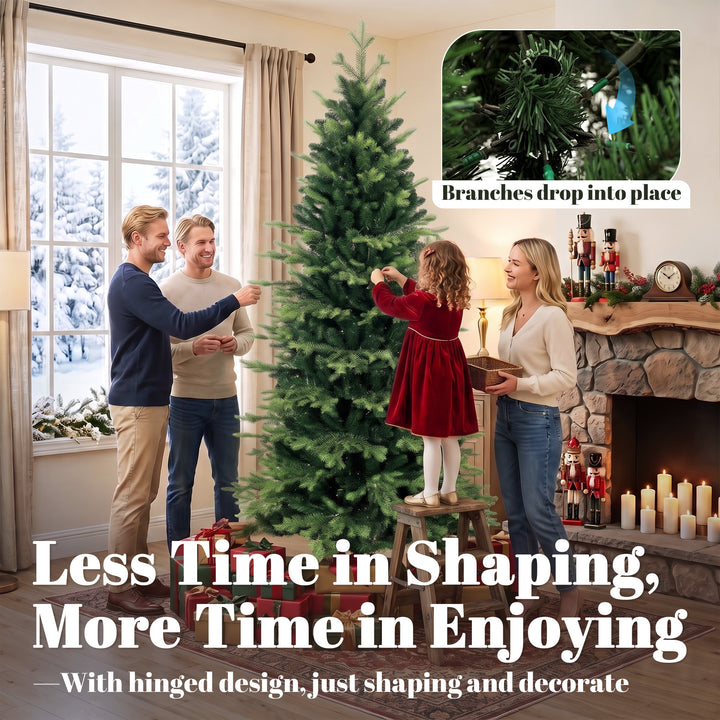 Geneva Fir Hinged Xmas Tree, 7ft/210cm Artificial Christmas Tree with - view 6