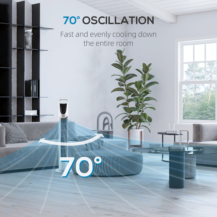 31" Oscillating Tower Fan with Remote Control, 7.5H Timer, 3 Speed 3 Modes, Electric Floor Standing Cooling Fan for Home Bedroom Office, Silver
