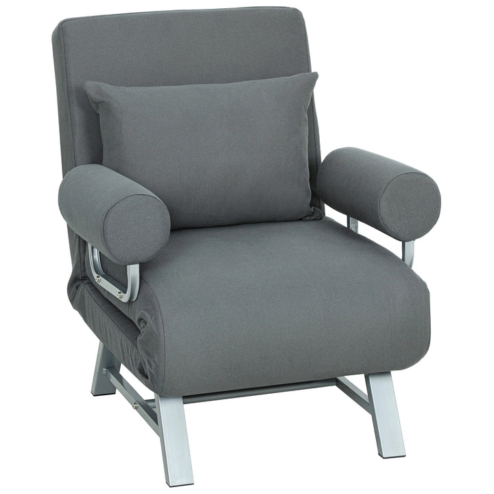 Single Sofa Bed, 3-in-1 Convertible Folding Chair Bed with Adjustable - Dark Grey