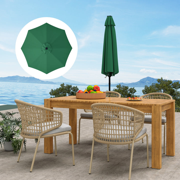 3 m Replacement Parasol Canopy with Top Vent, UPF 50+ Garden Parasol Replacement Canopy, 8 Rib Parasol Cover Replacement Fits Various Frames, Green