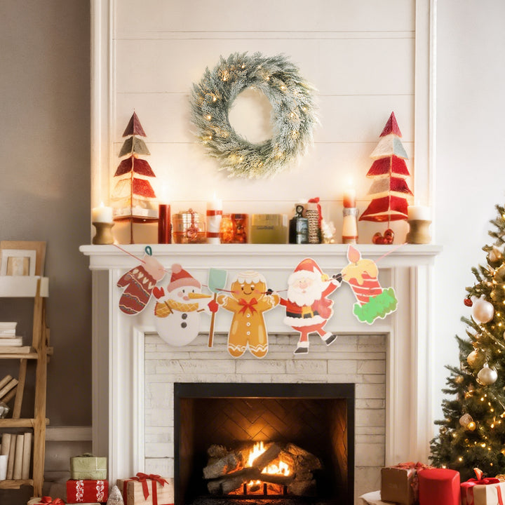 HOMCOM 60cm/ 24inch Flocked Prelit Christmas Wreath