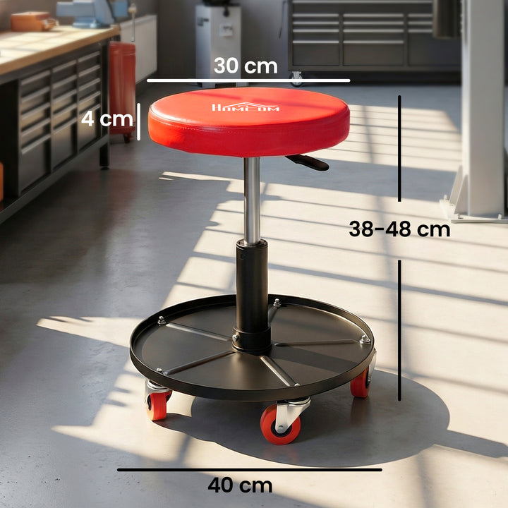 Rolling Mechanical Stool, Pneumatic Adjustable Workshop Stool with Too