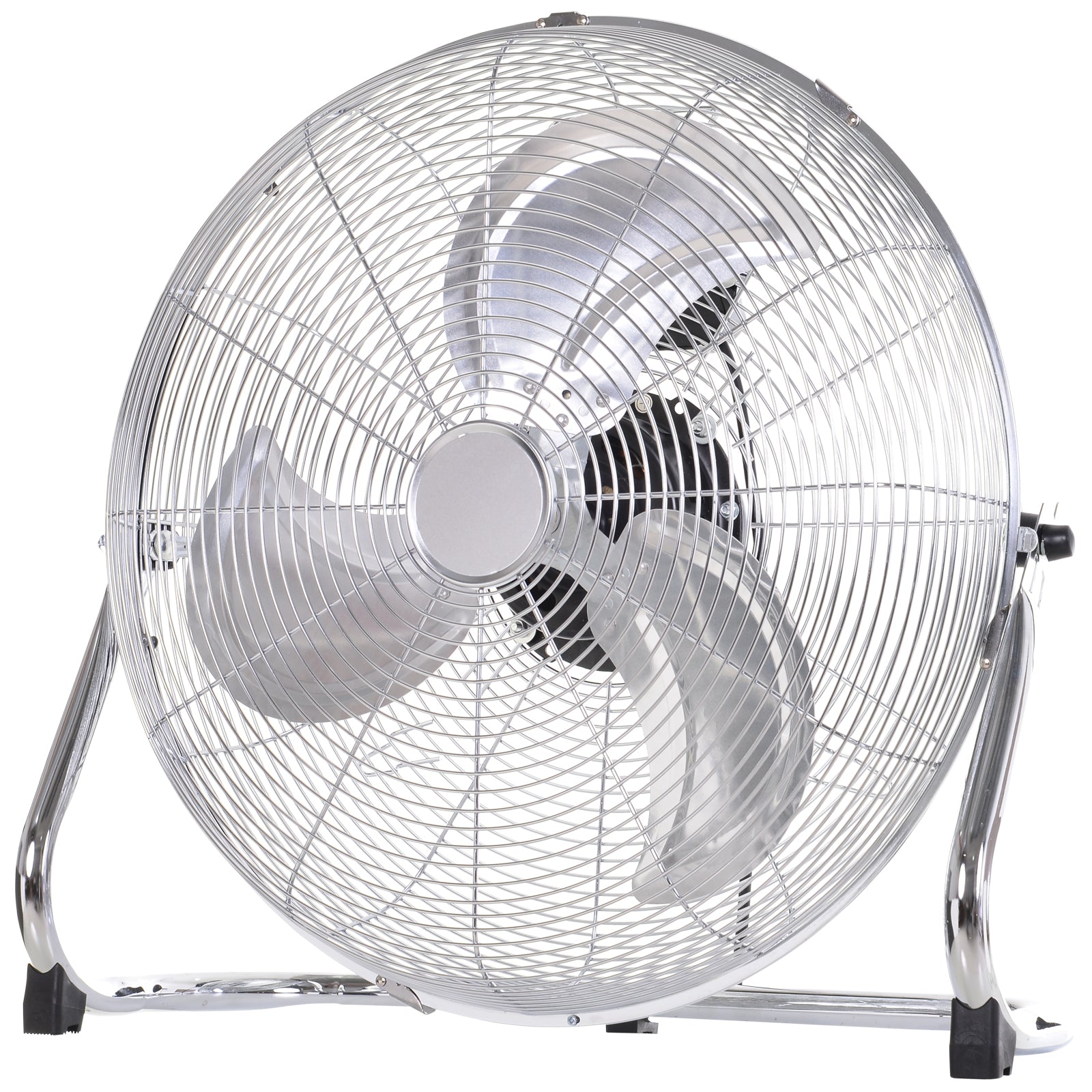 20" Chrome Metal Floor Fan with Tilting, High Velocity, 3 Speed, Portable Gym Fan for Home Office, Silver