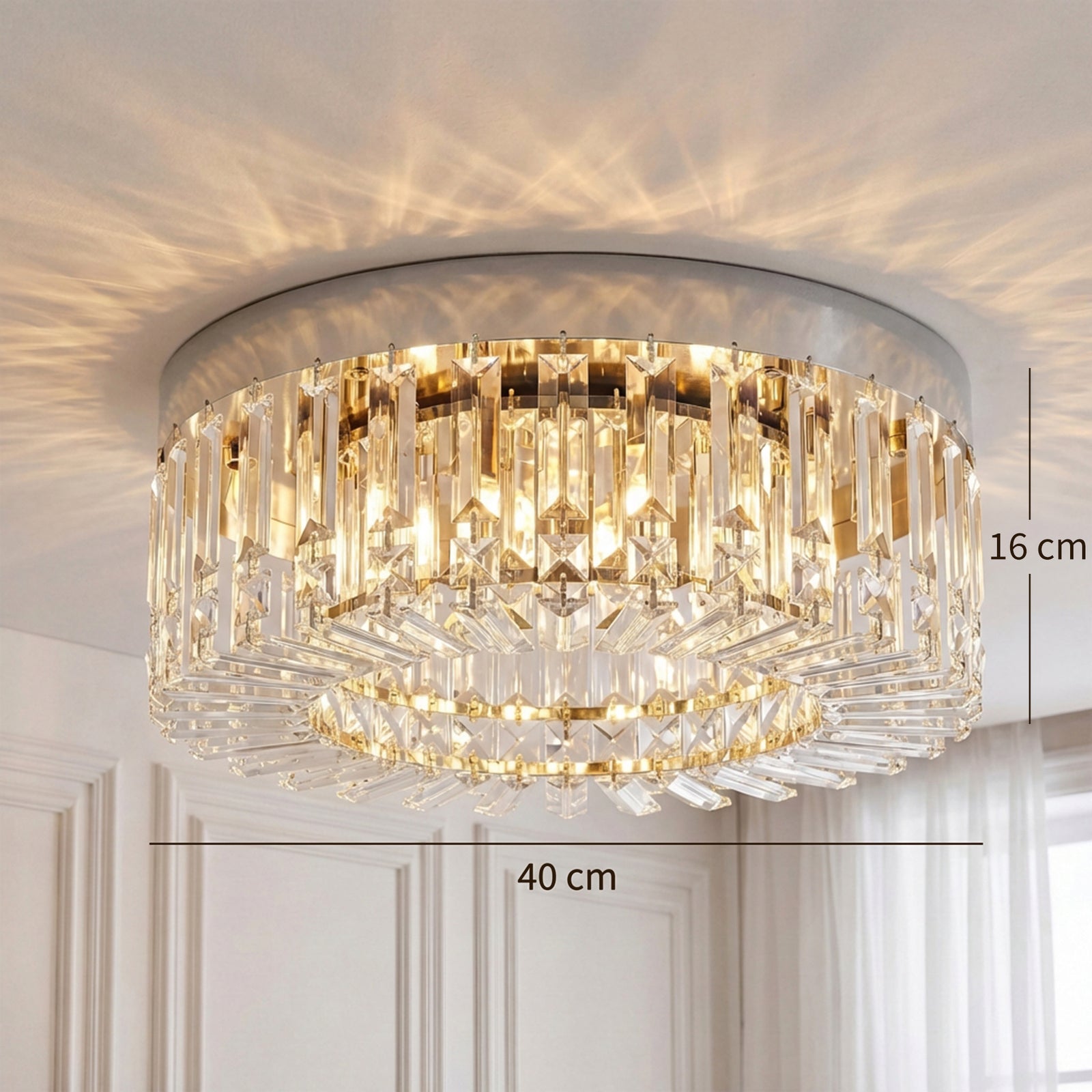 Crystal Chandeliers with 160 Crystal Pendants, 6-Light Ceiling Light f