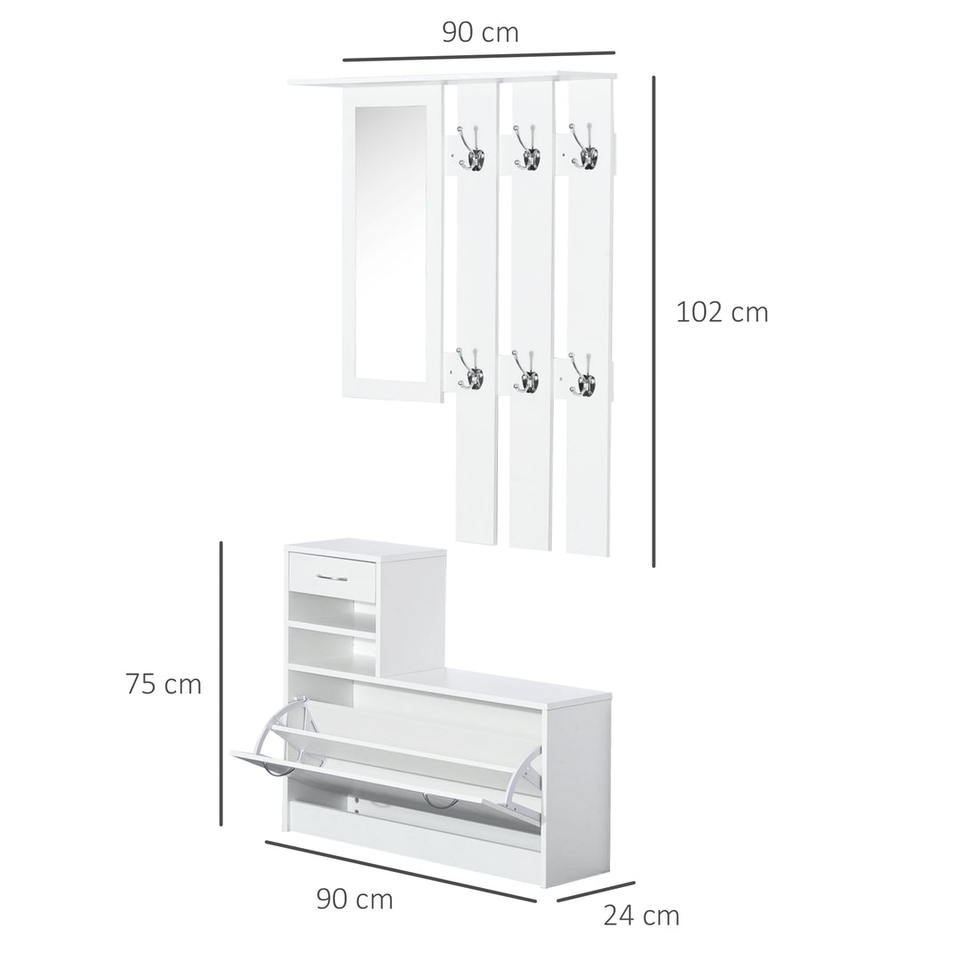 HOMCOM Entryway Furniture Set-White