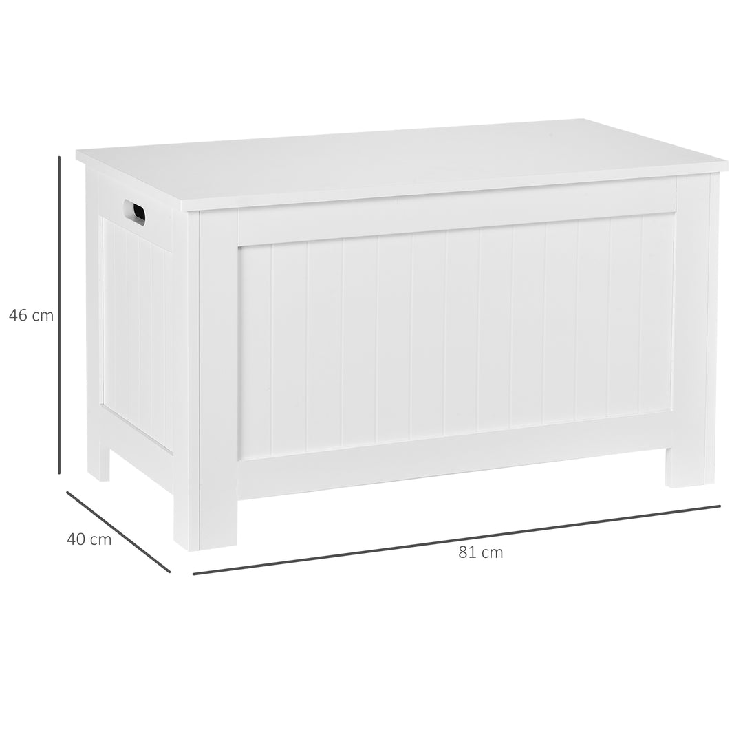 MCL Lift Top Storage Chest Toy Box Organizer with Lid and Safety Hinges for Bedroom Entryway Living Room - White