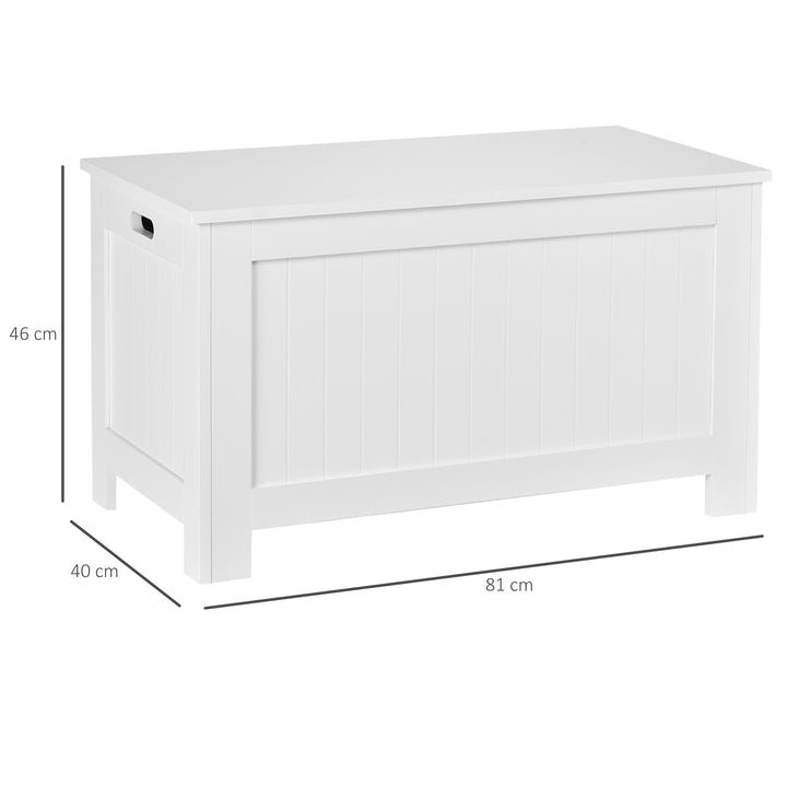 MCL Lift Top Storage Chest Toy Box Organizer with Lid and Safety Hinges for Bedroom Entryway Living Room - White