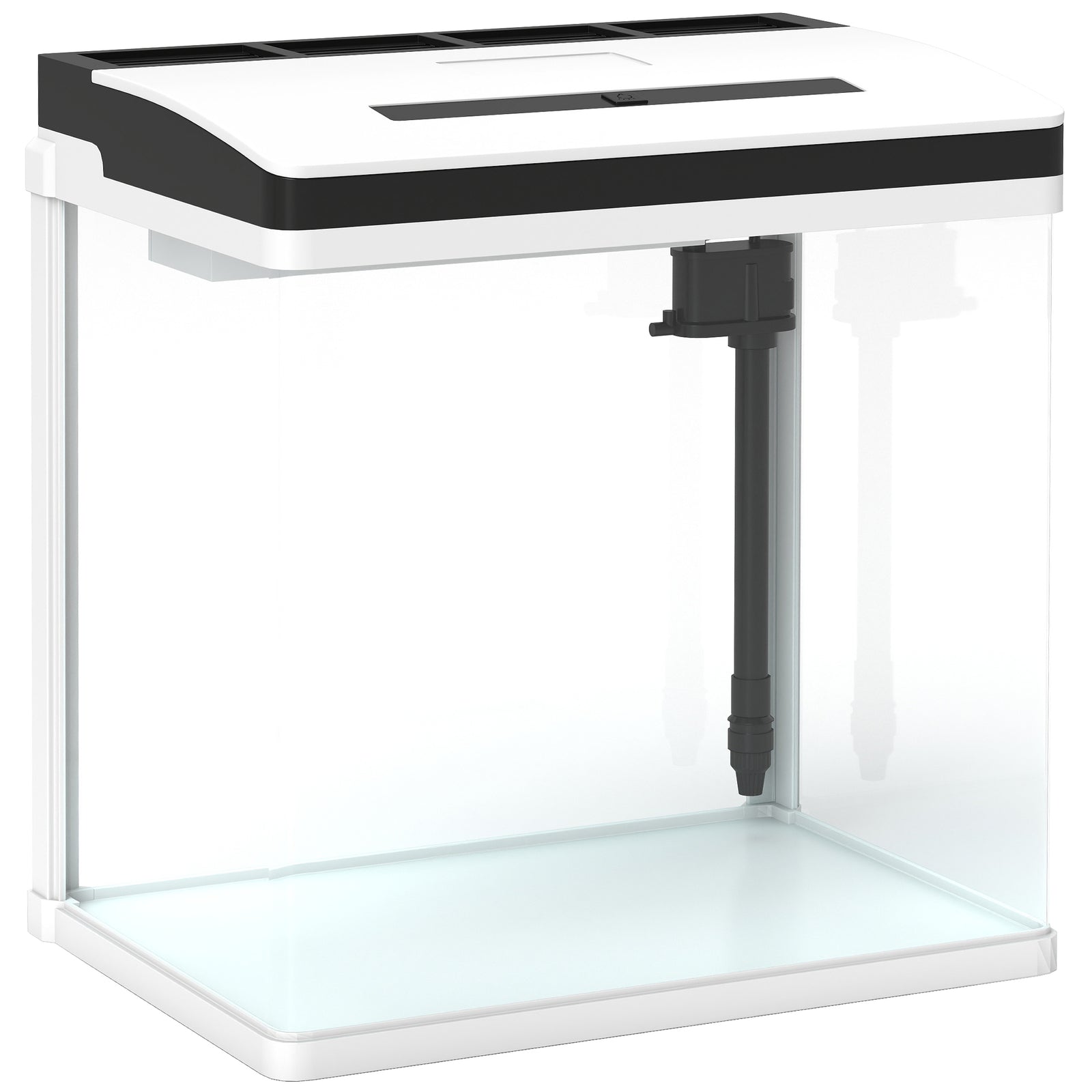28L Glass Aquarium Fish Tank with Filter, LED Lighting, for Betta, Guppy, Mini Parrot Fish, Shrimp, 38 x 26 x 39.5cm