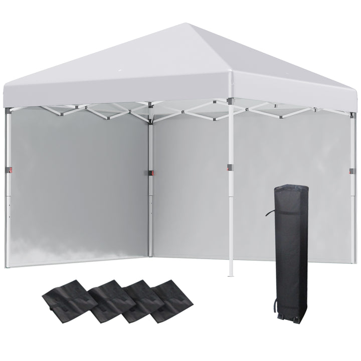 Outsunny Waterproof 3 x 3 (M) Pop Up Gazebo w/ 2 Sidewalls, Leg Weight Bags & Carry Bag, Height Adjustable Party Tent for Garden | Aosom UK