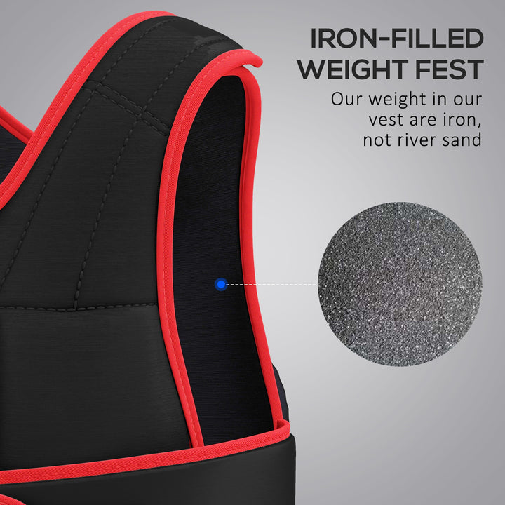 HOMCOM 20kg Metal Sand Weight Adjustable Unisex Trainer Vest Black/Red