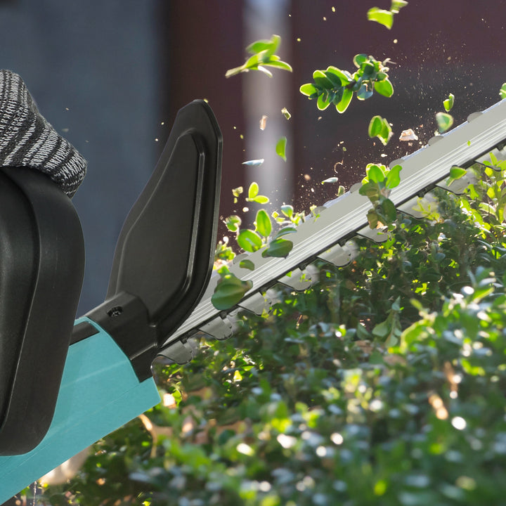20" Cordless Hedge Trimmer, 21V Electric Hedge Cutter with 51cm Dual Action Blade, 2 x 4000mAh Batteries and Brushless Motor for Garden Branches, Shrubs, Twigs, Blue