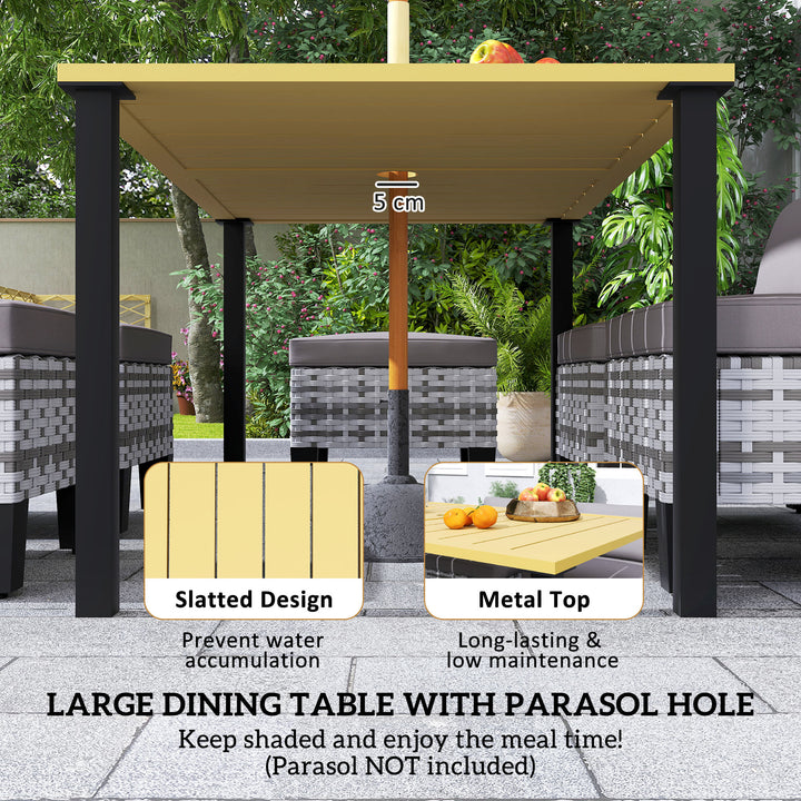 Seven-Piece Rattan Dining Set - Grey