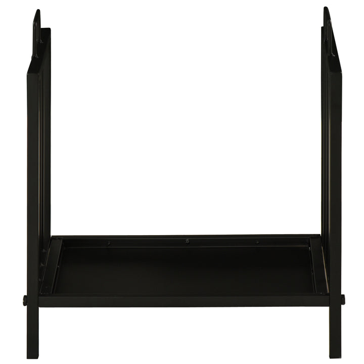 Metal Firewood Log Holder Indoor Outdoor Firewood Rack Fireplace Wood Storage Shelf w/ Handles, Rust-Resistant, Black, 39L x 32.5W x 46Hcm