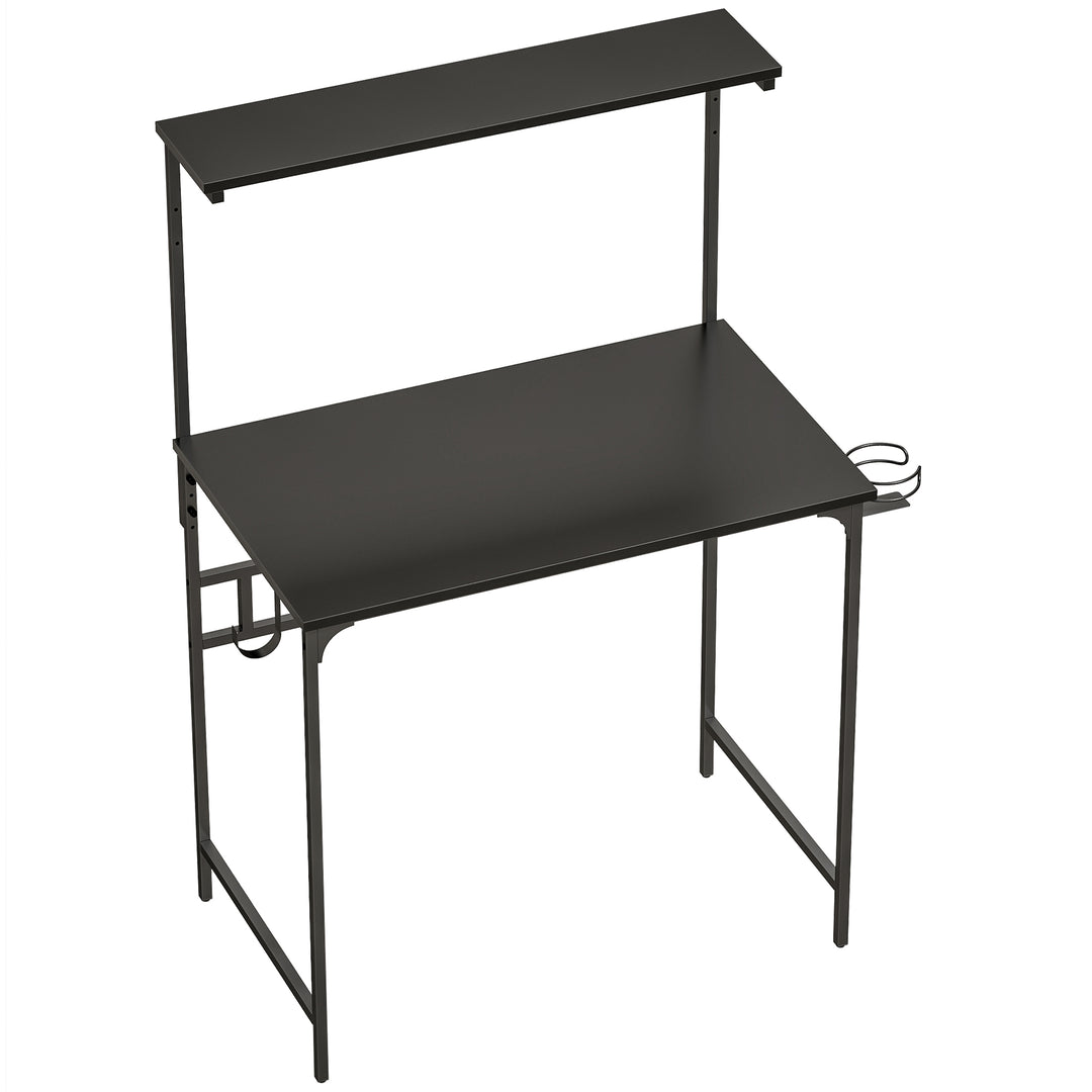 Computer Desk, 80cm Home Office Study Table with Hutch Shelf, Cup Hold