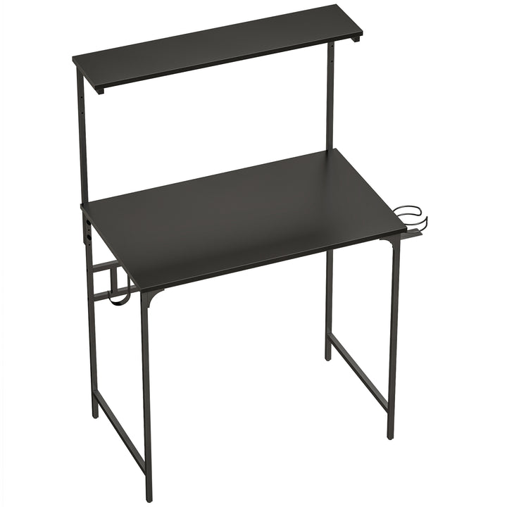Computer Desk, 80cm Home Office Study Table with Hutch Shelf, Cup Hold